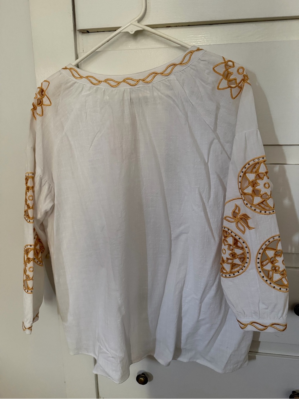 White Embroidered Long Sleeve Boho Dress Size XL - Picture 2 of 9